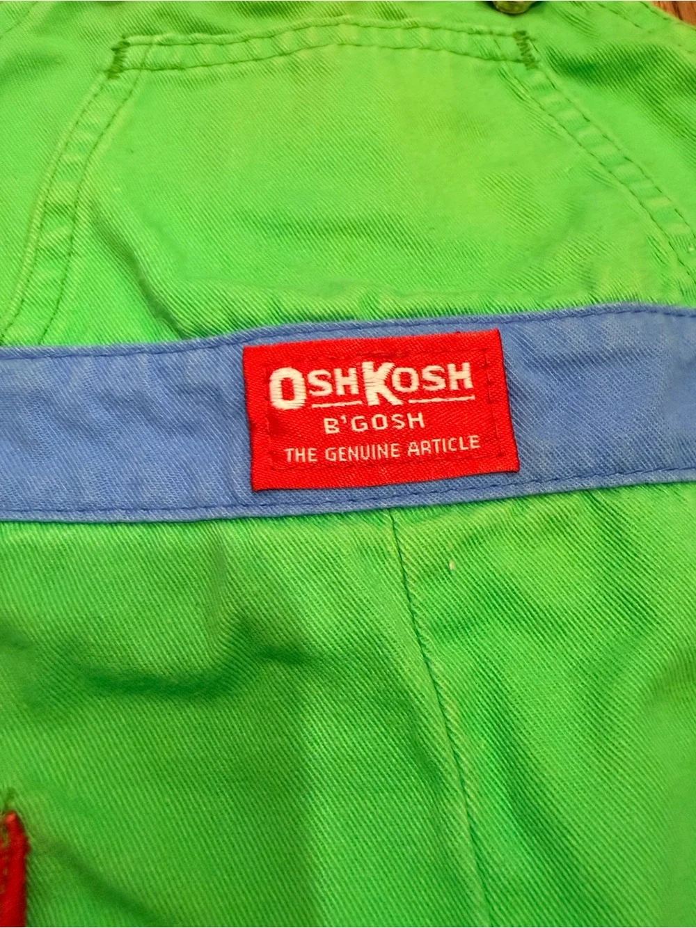 OshKosh B'gosh Green Shortall with Red, Yellow & Blue Accents